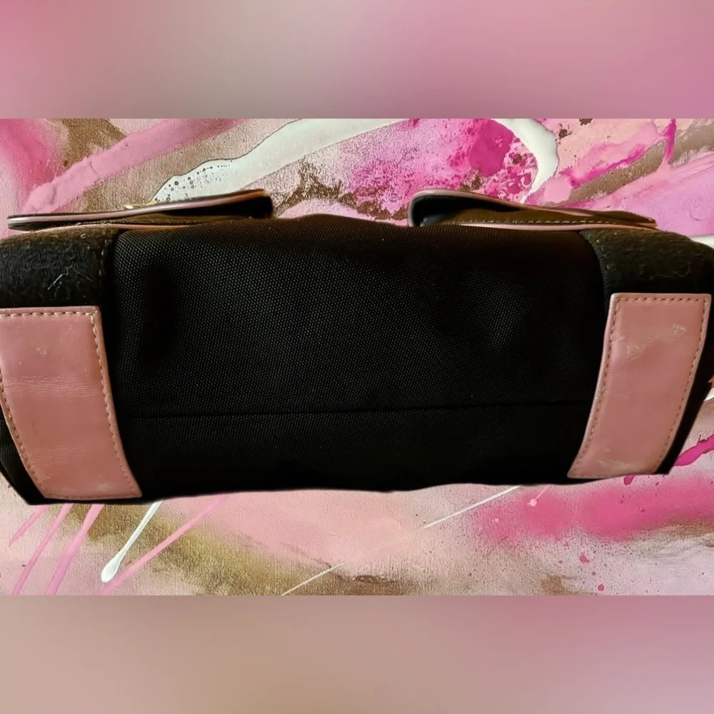 Cole Haan Black Nylon & Pink Leather Shoulder Bag